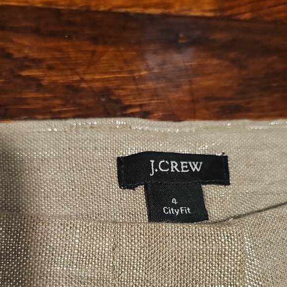 J. Crew City Fit 100% Linen Shiny Metallic Beige Bermuda Shorts Tailored Fit - Picture 2 of 9